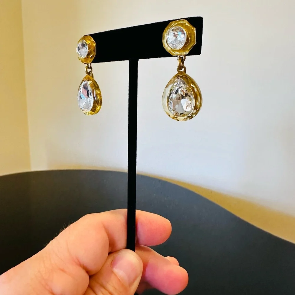 NWT Luxe Party Minimalist J. Crew Crystal Pear-shaped drop statement earrings - Picture 14 of 17